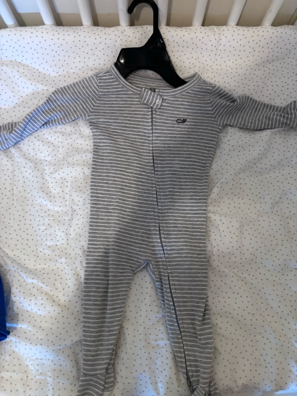 Vineyard Vines Gray & White Stripe Baby Footed One-Piece
